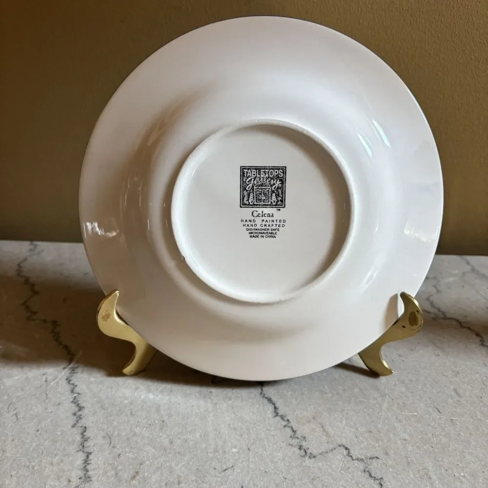 Tabletops Gallery Celena  Set  Of 4 Salad Plates Flower Yellow Red‎ Green 8